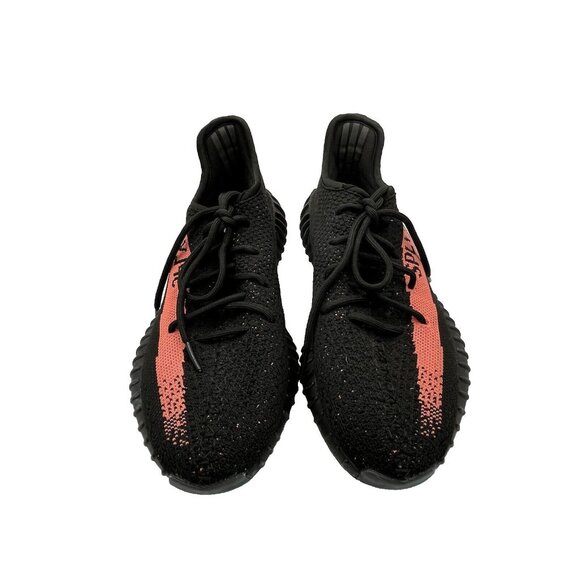 Adidas Yeezy Boost 350 V2 Black/Red Sneakers Size 8.5 Mens Lace-Up Knit Athletic - Picture 8 of 10